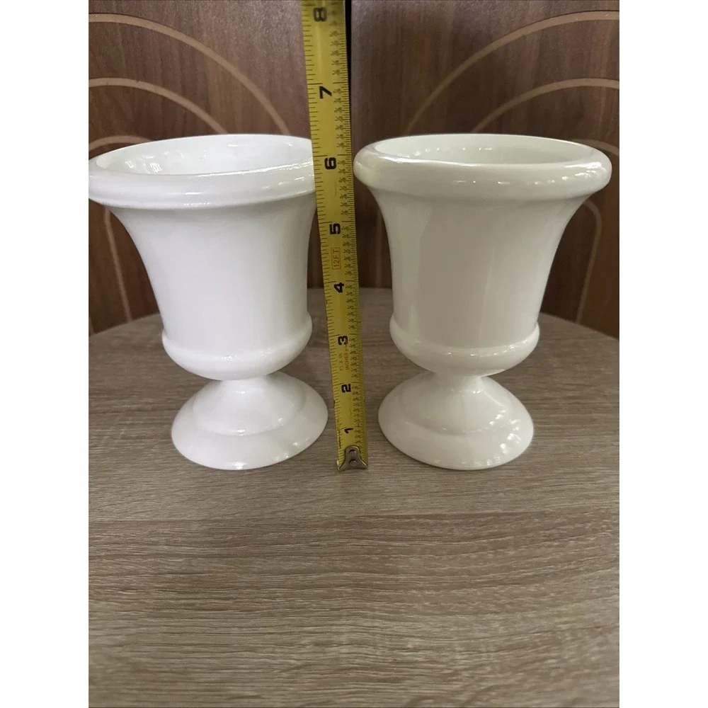 Vintage Napco Cleveland, OH USA Pedestal Milk Glass Vase/Urn 6